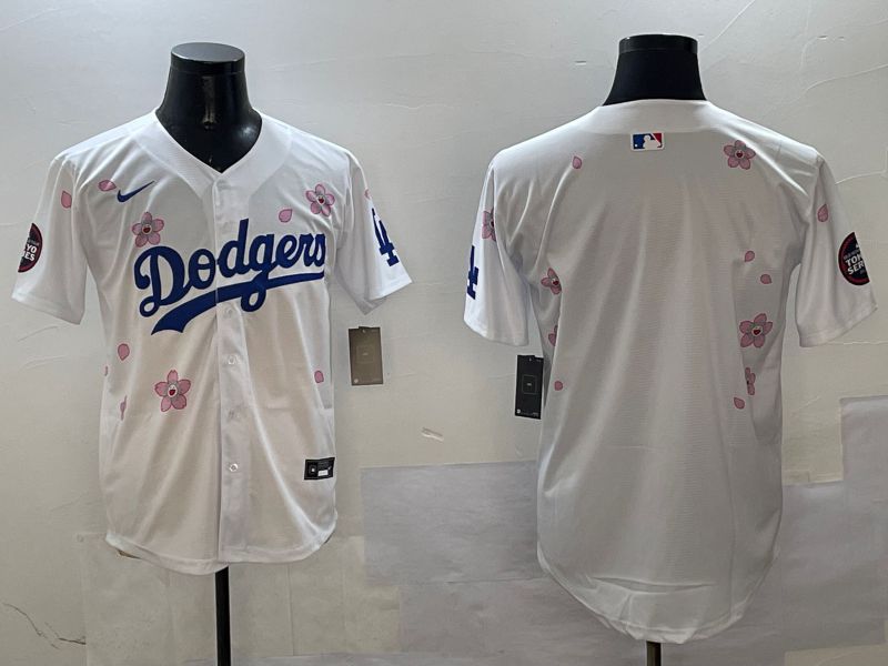 Men Los Angeles Dodgers Blank White Sakura Edition 2025 Nike MLB Jersey style 1